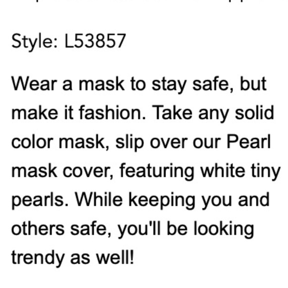NEW! Lucy In The Sky Pearl Mask Face Cover - Picture 4 of 4